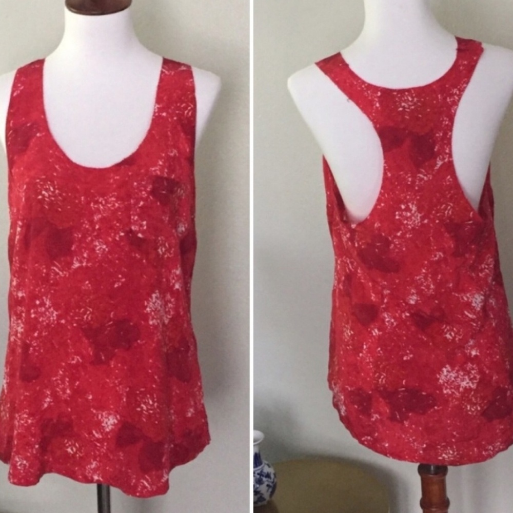 Joie red print silk racerback